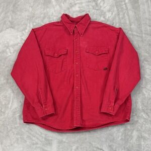 Duxbak Shirt Jacket Mens XXL Red Chamois Flannel Shacket Soft Heavy Vintage Read
